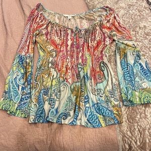 Boston Proper tunic keyhole tie top. Beautiful on! Bell sleeve.